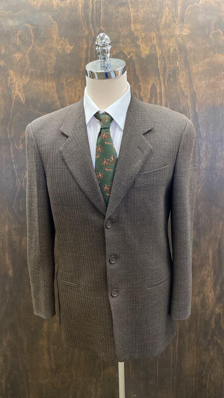 Giorgio Armani Le Collezioni 3 Button Virgin Wool Herringbone SportCoat 40R